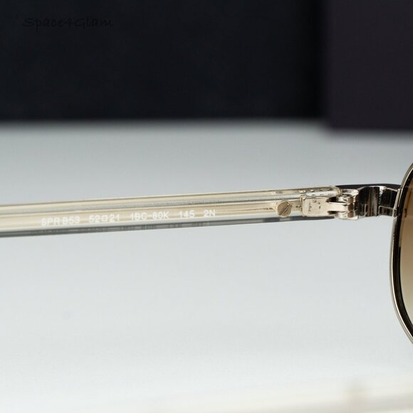 Prada Women Sunglasses Silver Yellow Grad Brown Oval PRB53S 1BC80K NEW AUTHENTIC - Picture 5 of 10